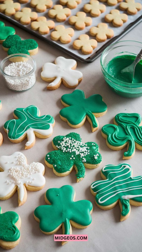 37 Easy & Delicious St. Patrick’s Day Food Ideas 4 Bake and decorate sugar cookies shaped like shamrocks for a festive dessert