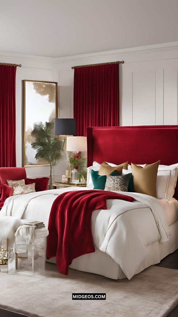 21 Cherry Red Bedroom Ideas for A Bold Look in 2025 7 Cherry Red Velvet Headboard
