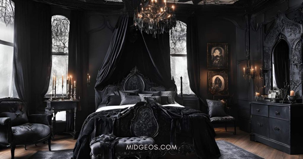 13 Romantic Gothic Bedroom Ideas for a Dark & Dreamy Retreat 4 Dark Wood or Black Furniture Romantic Gothic Bedroom Ideas