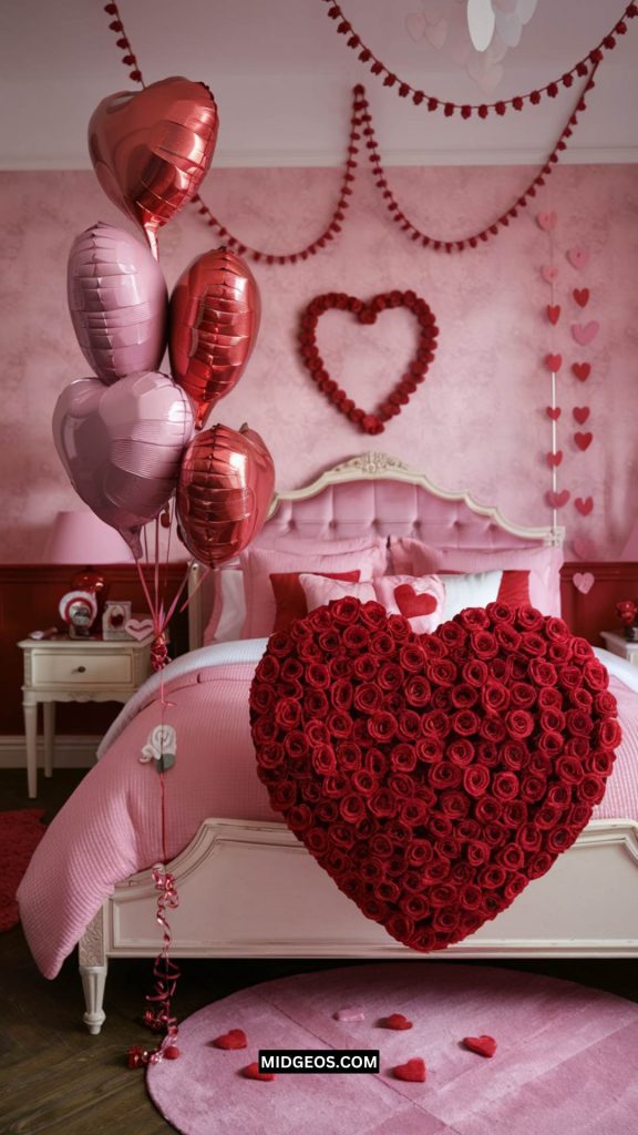 17 Romantic Valentine’s Day Bedroom Decor Ideas for 2025 7 Decorative Heart Garland romantic room decoration for couple (1)