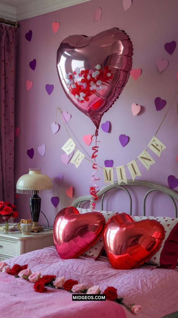 17 Romantic Valentine’s Day Bedroom Decor Ideas for 2025 5 Heart Shaped Balloons Valentines Day Bedroom Decor Ideas