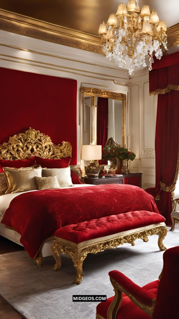 21 Cherry Red Bedroom Ideas for A Bold Look in 2025 4 Red and Gold Luxury Bedroom