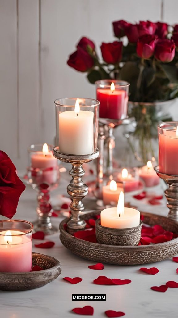17 Romantic Valentine’s Day Bedroom Decor Ideas for 2025 3 Romantic Candle Arrangement Romantic Valentines Day Bedroom Decor Ideas