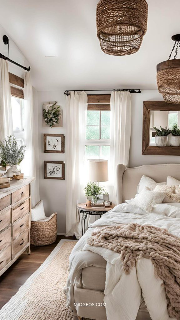 27 Farmhouse Bedroom Ideas for a Cozy & Stylish Retreat 7 Romantic cozy farmhouse bedroom images (1)
