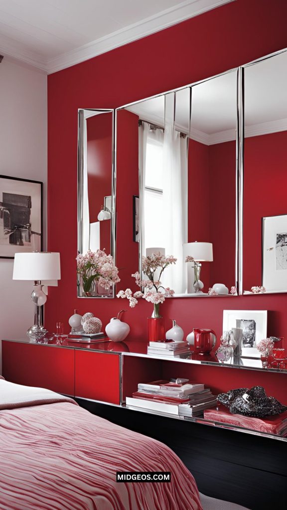 21 Cherry Red Bedroom Ideas for A Bold Look in 2025 5 Small Cherry Red Bedroom with Mirrors