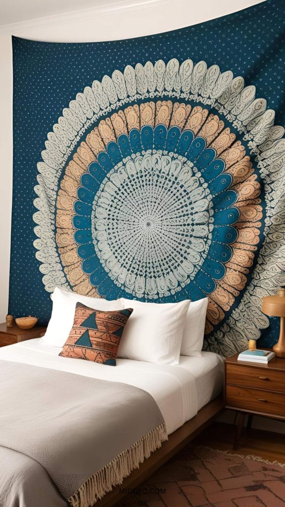25 Boho Bedroom Ideas for a Cozy, Free-Spirited Retreat 4 modern boho bedroom Floor to Ceiling Tapestry
