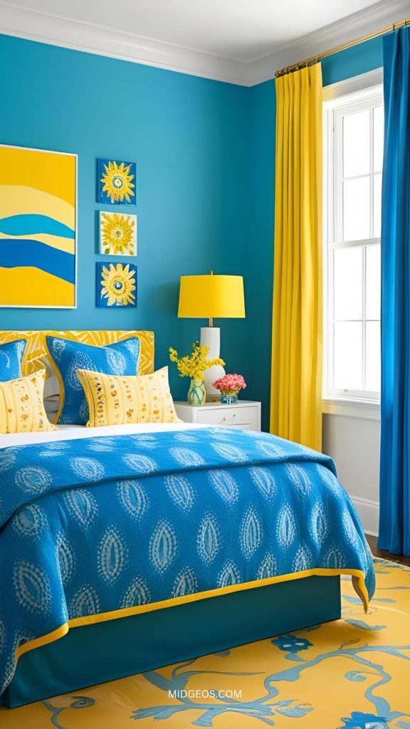 17 Bright & Beautiful: Stunning Yellow Bedroom Ideas 4 blue and yellow bedroom