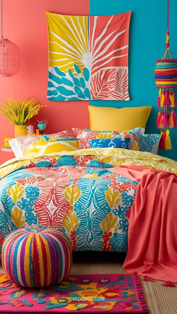 20 Dreamy Summer Bedroom Ideas for a Fresh, Cozy Retreat 3 colorful summer bedroom