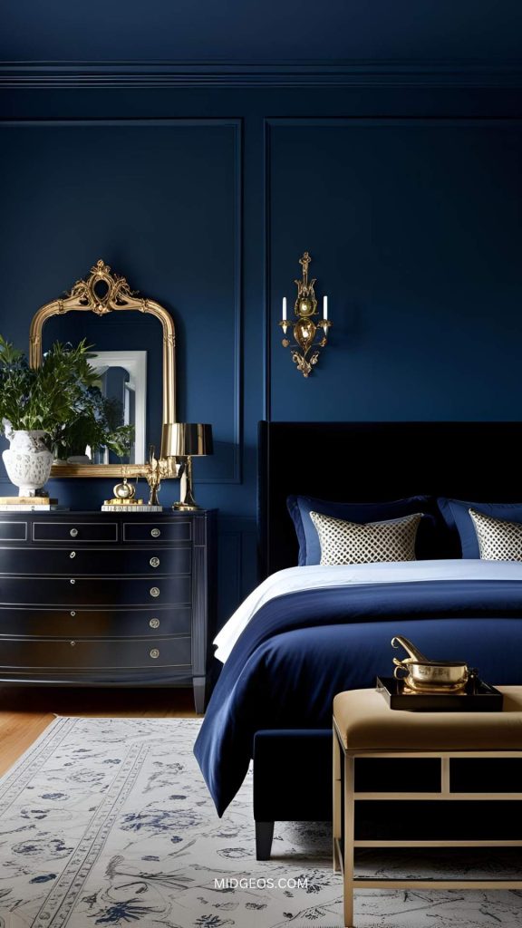 27 Stunning Blue Bedroom Ideas for a Cozy & Stylish Space 5 dark blue bedroom