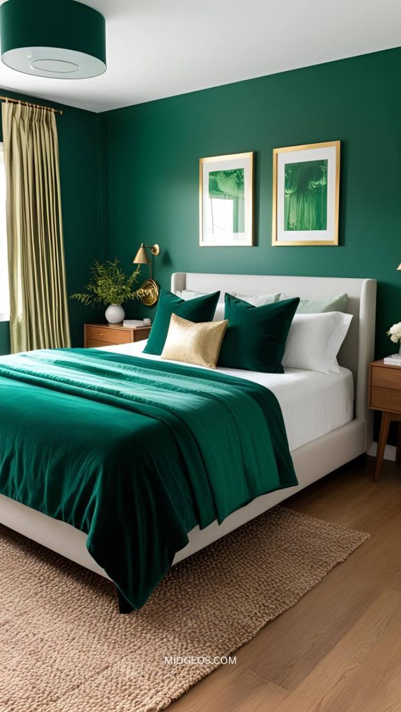 35 Stunning Green Bedroom Ideas for a Stylish & Serene Space 9 modern dark green bedroom