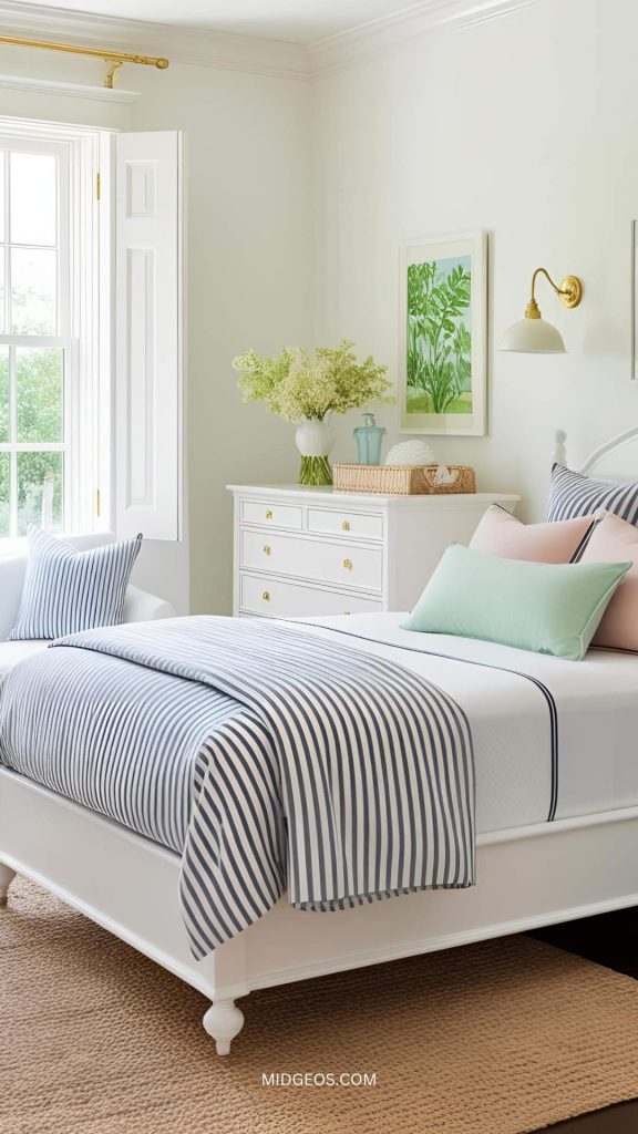 20 Dreamy Summer Bedroom Ideas for a Fresh, Cozy Retreat 4 preppy summer bedroom