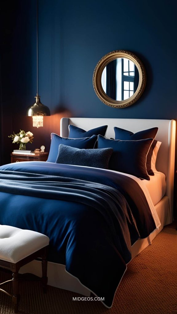 27 Stunning Blue Bedroom Ideas for a Cozy & Stylish Space 4 romantic navy blue bedroom