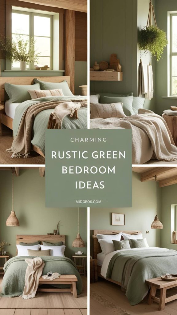 35 Stunning Green Bedroom Ideas for a Stylish & Serene Space 10 rustic sage green bedroom ideas