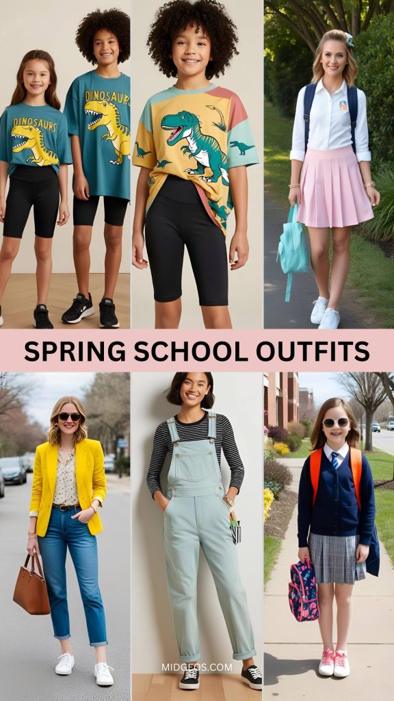 spring school outfits oversized graphic tee & bike shorts