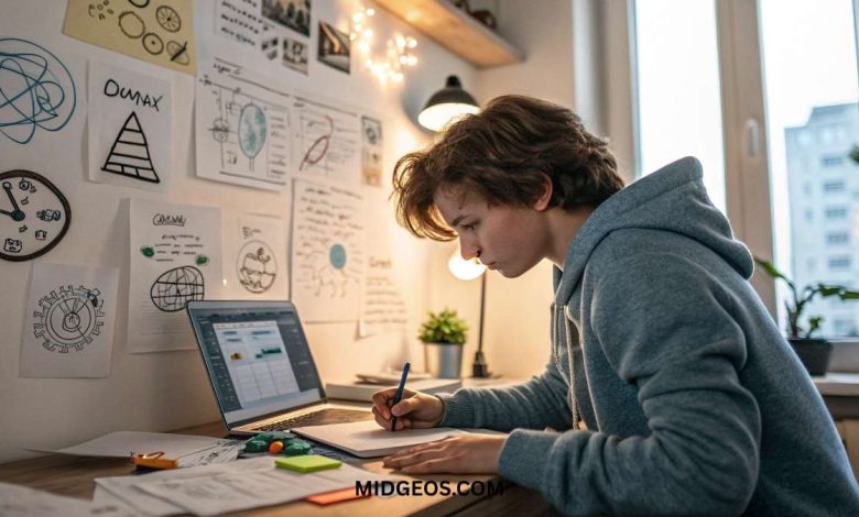 teenager working on a laptop with small business ideas