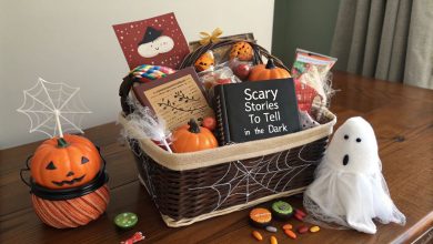 Creative boo basket ideas for boyfriend filled with Halloween treats and gifts