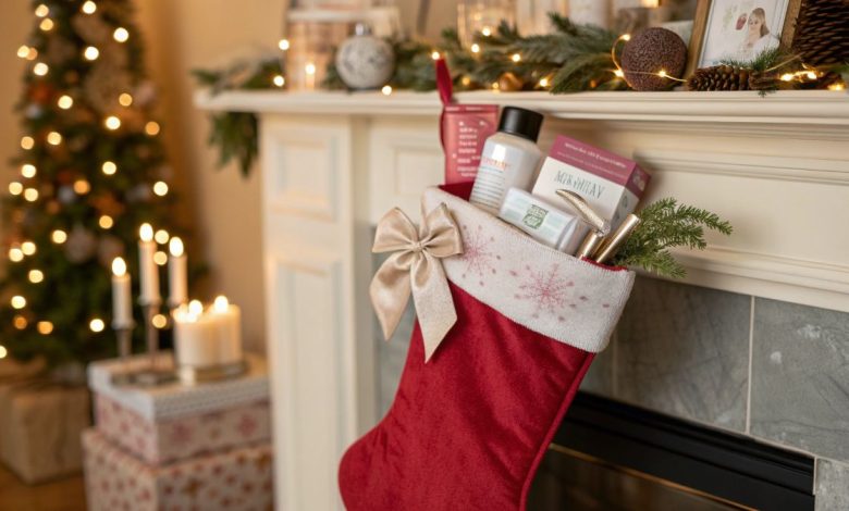 festive Christmas stocking filled with thoughtful gifts – stocking stuffers women