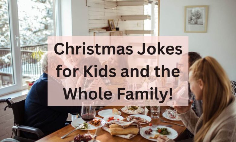 Kids laughing at funny Christmas jokes during the holidays