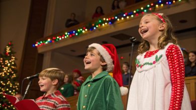 Christmas Songs for Kids to Perform: Heartwarming & Easy Holiday Tunes for Every Age (2025 Edition) 8 Kids singing joyful Christmas songs on stage during a holiday play