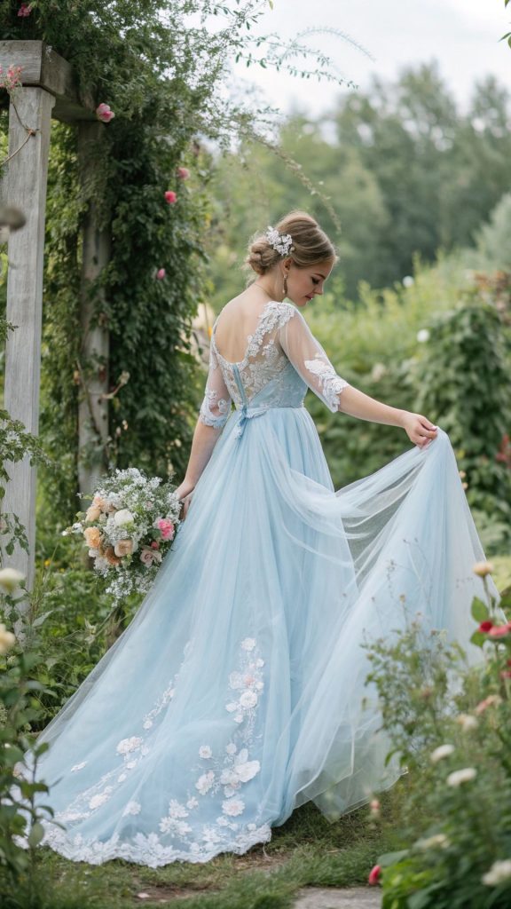 Sky Blue Wedding Dress for Romantic Garden Ceremonies