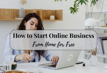Woman working from home laptop learning how to start online business from home for free