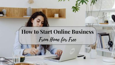 Woman working from home laptop learning how to start online business from home for free