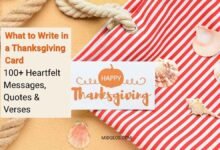 Thanksgiving greeting card with autumn leaves, pumpkins, candles, and a heartfelt gratitude message.