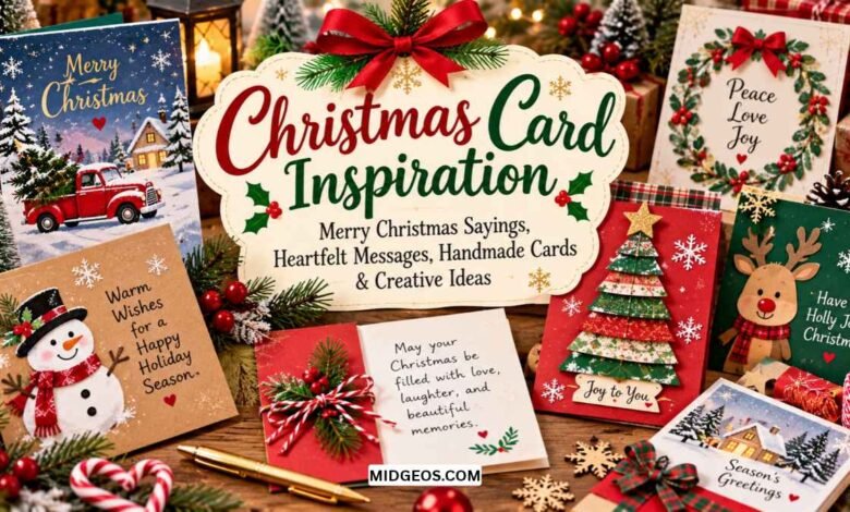 Christmas card inspiration featuring Merry Christmas sayings, heartfelt holiday messages, handmade greeting cards, and festive scrapbook ideas.